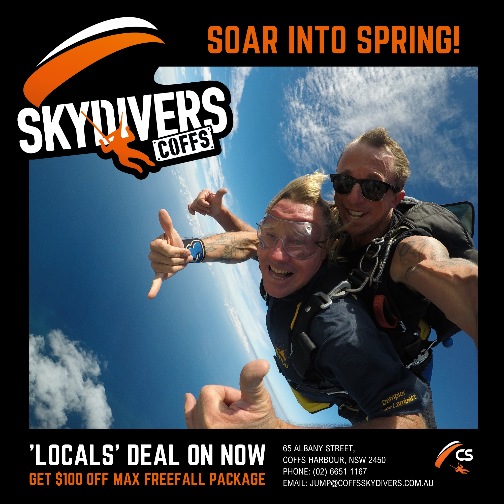 coffs skydivers spring locals deal